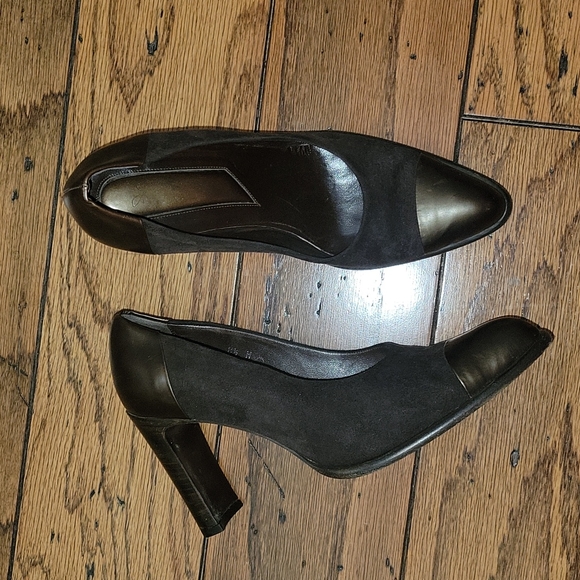 VINTAGE JOAN HEPBURN PUMPS METALLIC BROWN LEATHER / SUEDE ITALY SIZE 8.5 M - Picture 3 of 14